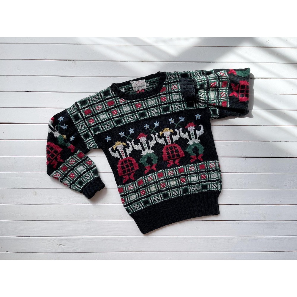 vtg Susan Bristol German Oktoberfest‎ novelty hand knit sweater